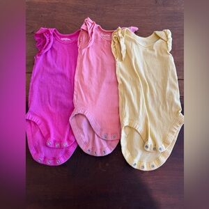 Gerber Pink, Peach, and Yellow Kids One Pieces